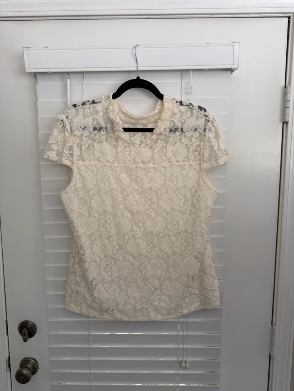 Fever Cream Lace Short Sleeve Blouse - Picture 2 of 4